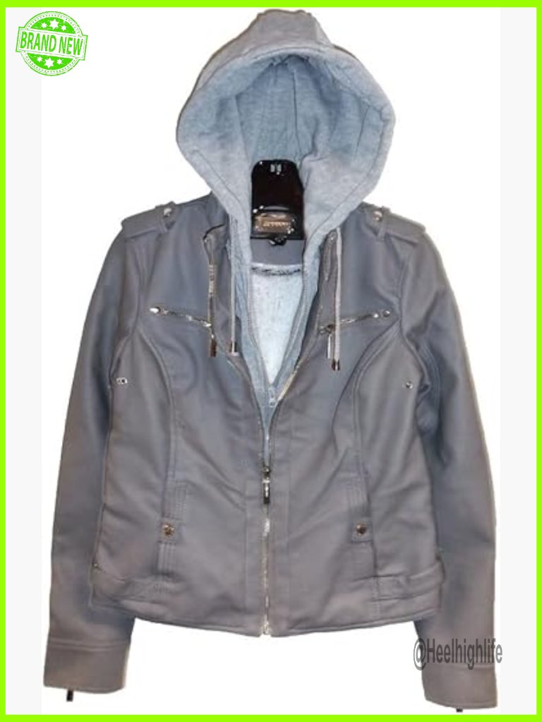 Women's Vegan Leather Jacket With Faux Fur Lining & Removable Hoodie